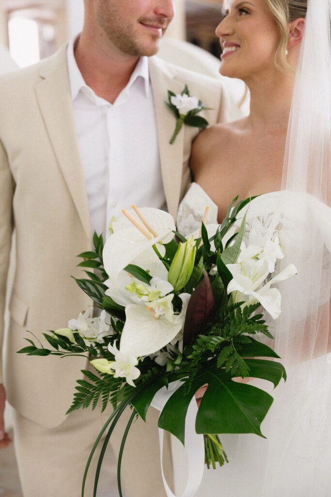 closeup shot of the wedding bouquet