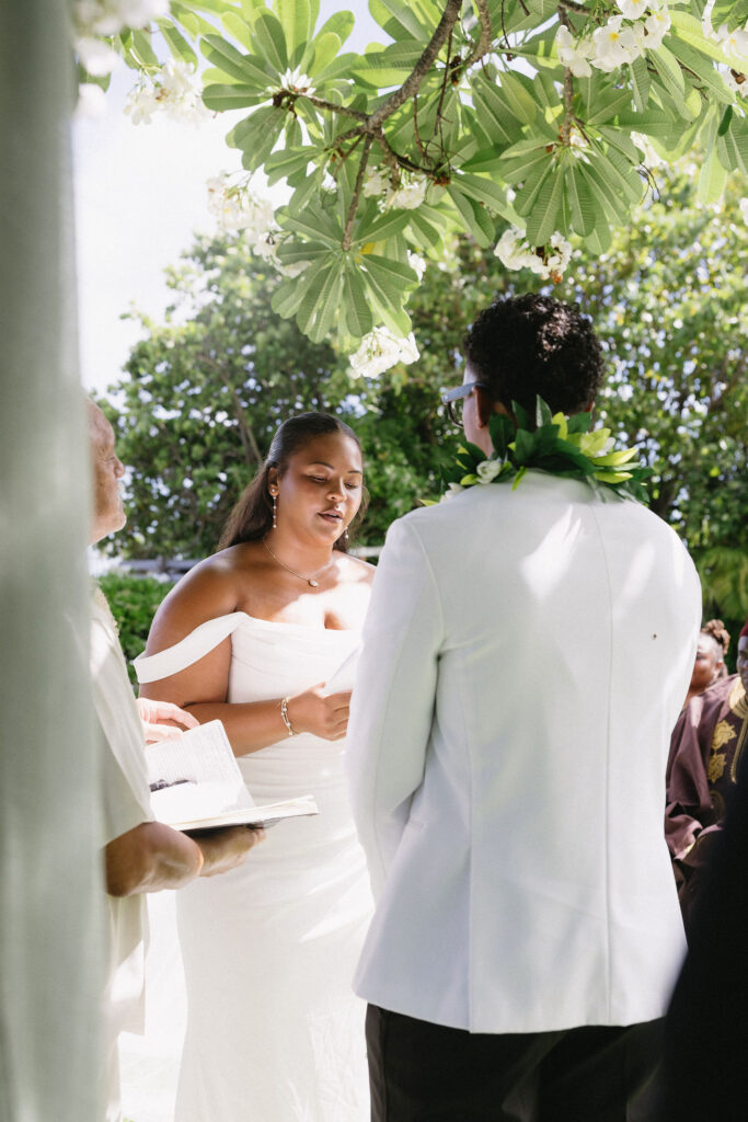 bride and groom at their intimate wedding ceremony in hawaii